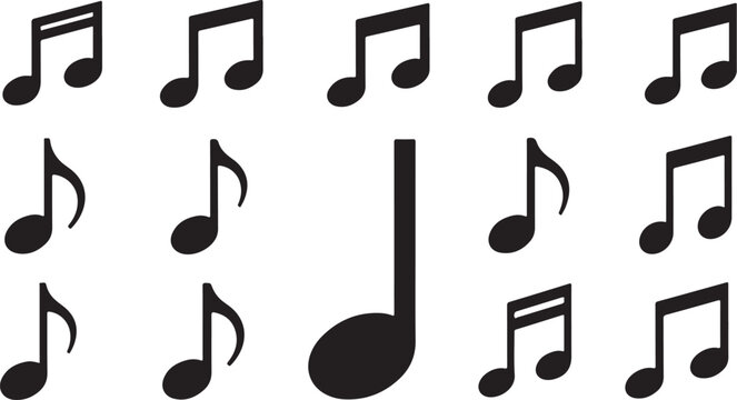 Black music notes on white background pattern design