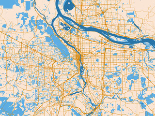 Obraz premium Geographic city layout of Portland, Oregon