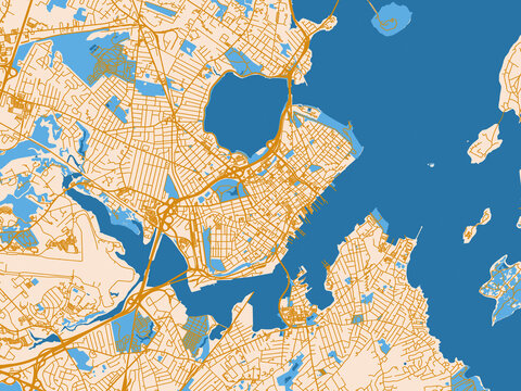 Minimal city map of Portland, Maine with cream map with golden roads
