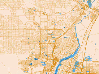 Obraz premium Street network map of Rio Rancho, New Mexico, light cream and blue contrast