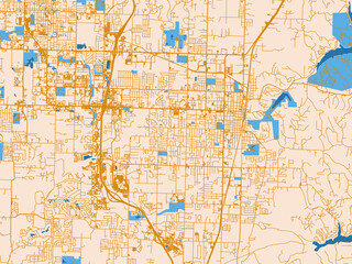 Fototapeta premium Urban street grid of Rogers, Arkansas