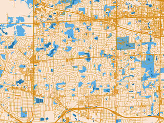 Naklejka premium City map of Schaumburg, Illinois – gold and blue map palette