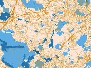 Fototapeta premium Minimal street plan of South Peabody, Massachusetts