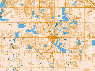 Fototapeta premium Cartographic city illustration of Southaven, Mississippi