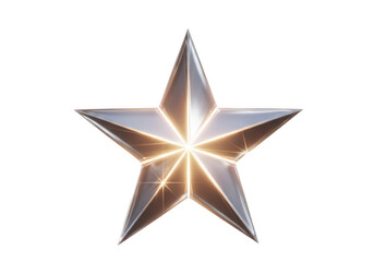 Obraz premium Shining silver star with glowing edges and transparent background isolated on transparent background