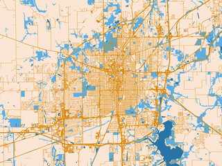 Fototapeta premium City layout poster — Springfield, Illinois – light cream and blue contrast
