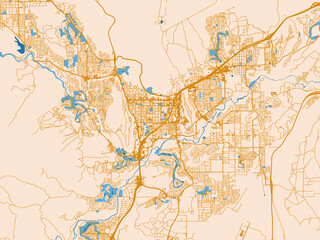 Naklejka premium City layout poster — St. George, Utah – cream map with golden roads