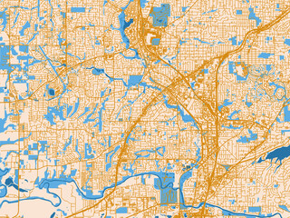 Fototapeta premium Clean urban street map of Tigard, Oregon