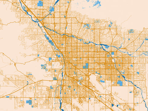 Clean urban street map of Tucson, Arizona