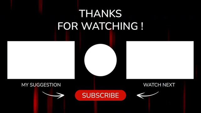 Animation End screen YouTube channel Templates. End screen youtube template with customizable video outro boxes, circles, and subscribe button. Perfect for enhancing youtube videos.