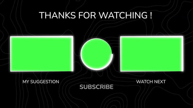 Animation End screen YouTube channel Templates. End screen for youtube, offers video suggestions and subscribe prompt. Perfect for youtube content creators to engage viewers and grow their audience.