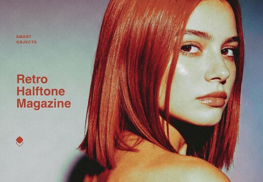 Retro Halftone Magazine Effect Mockup
