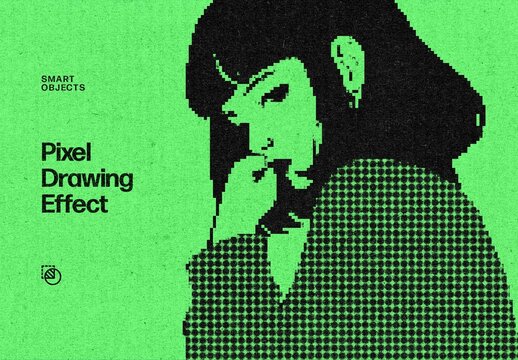 Pixel Drawing Photo Effect Mockup