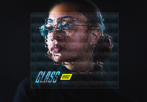Glass Cubes Photo Effect Mockup