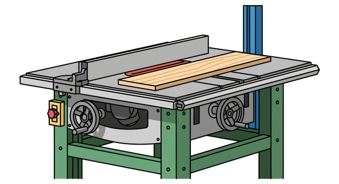 A table saw with green frame.