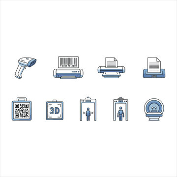 Collection of various office and technology icons