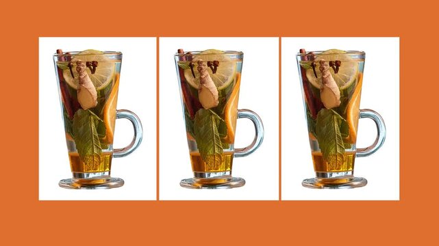 Casino style roulette with rotating drinks stopping on three matching tea cups. Concept of product selection, beverage focus, menu highlight, cafe promotion, lifestyle advertising content.