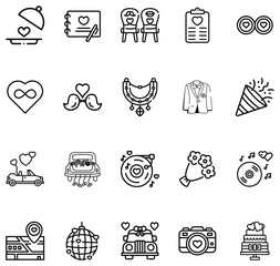 Fototapeta premium Collection of wedding and romance with hearts and celebration symbols love