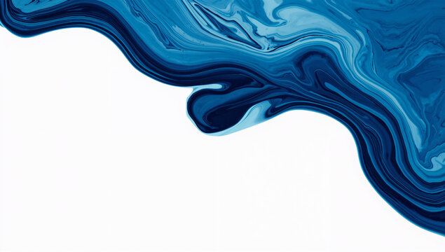 広告の余白を広く取った青い流体抽象背景のデザイン素材