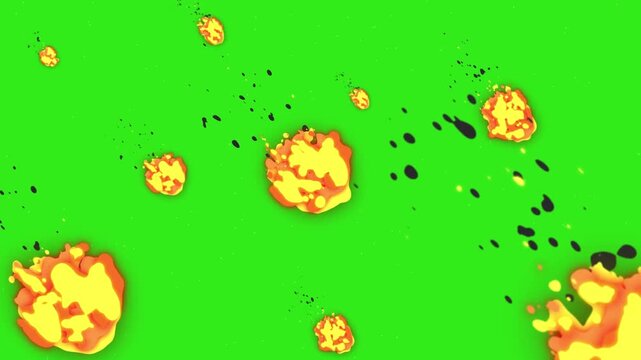 2D comic style fire burning effect collection with alpha channel, Cartoon blaster vfx effect, energy attack 2d animation, Fire flame moving speedly in Planet, speed of flickering flame round fire