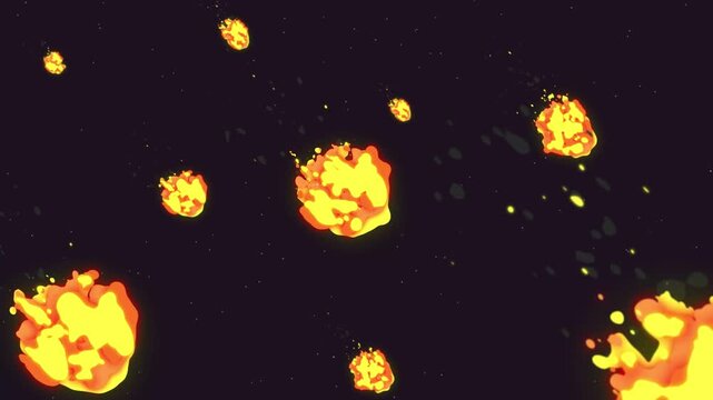 2D comic style fire burning effect collection with alpha channel, Cartoon blaster vfx effect, energy attack 2d animation, Fire flame moving speedly in Planet, speed of flickering flame round fire
