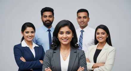 Fototapeta premium Confident Diverse Indian Business Team Group Portrait