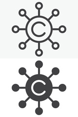Copywriting network connection icon. Line outline and solid icon set, editable stroke vector sign and symbol. Network icon for content sharing.