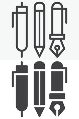 Multiple pens collection icon. Line outline and solid icon set, editable stroke vector sign and symbol. Pen icon for writing tools.