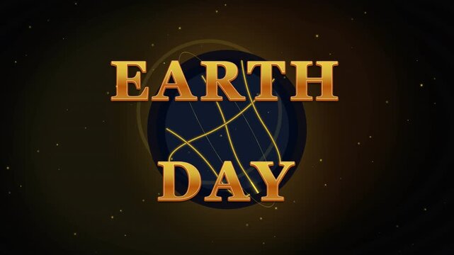 Celebrate Earth Day with a visually stunning graphic featuring golden text and a stylized planet against a dark, starry