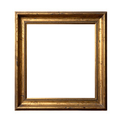 Fototapeta premium Vintage golden picture frame isolated on white background with clipping path
