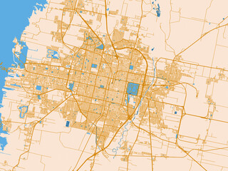 Fototapeta premium City map of San Miguel de Tucuman, Argentina – mustard-gold streets on cream