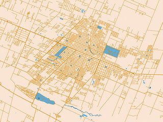 Naklejka premium City layout poster — San Rafael, Argentina – cream map with golden roads