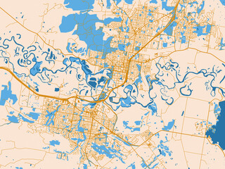 Fototapeta premium Road network map of Albury–Wodonga, Australia