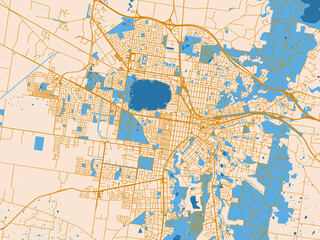 Naklejka premium City layout poster — Ballarat, Australia – mustard-gold streets on cream