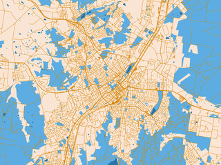 Fototapeta premium Graphic city map artwork of Bendigo, Australia