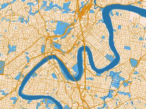 Urban map poster &mdash; Brisbane center, Australia