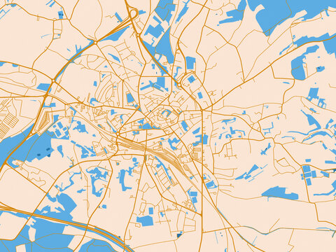 City layout poster &mdash; Arlon, Belgium &ndash; cream map with golden roads
