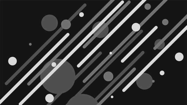 Speed Lines and Flowing Bubbles Thrusted in Diagonal Way, Monochrome Minimal Style Background