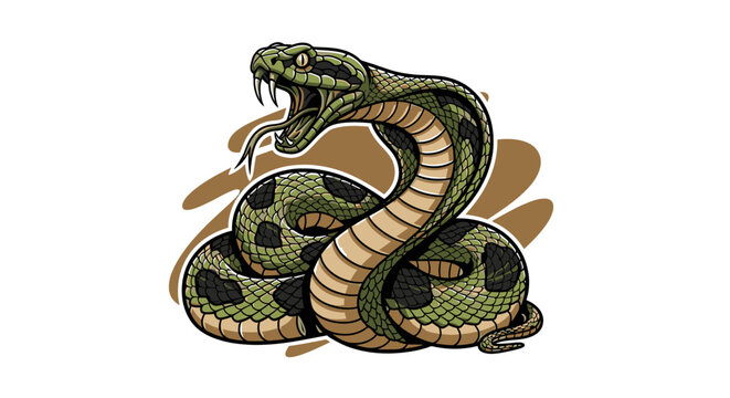 Green snake with open mouth.