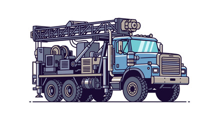 Obraz premium Large blue truck with crane.