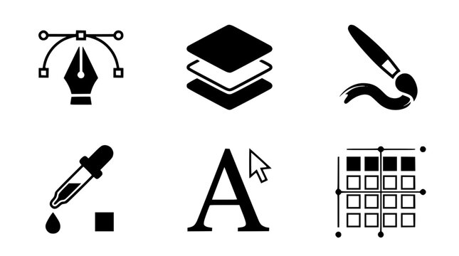 Vector graphic design tools and icons for digital art