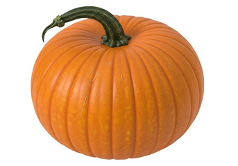 Obraz premium Vibrant orange pumpkin with green stem isolated on transparent background