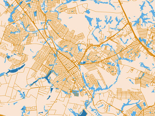Fototapeta premium Minimal city map of Sumare, Brazil with light cream and blue contrast