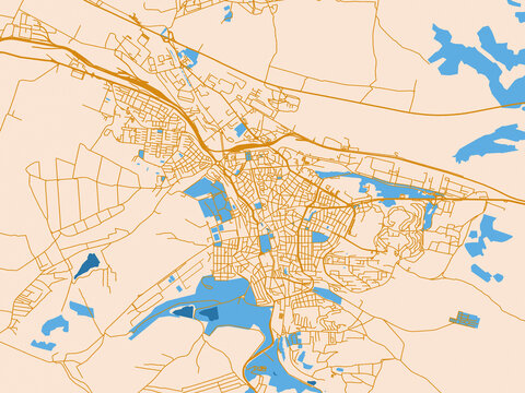 Street map of BUL, Pleven in gold and blue map palette