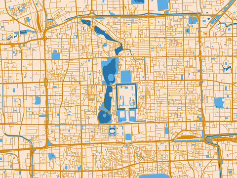 Street map of Beijing city center, China