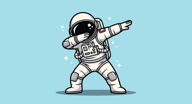 Cute Astronaut Doing Dab Dance Pose Cartoon.
