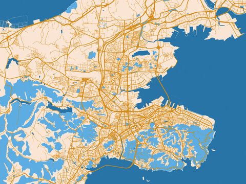 Infographic city map of Dalian, China