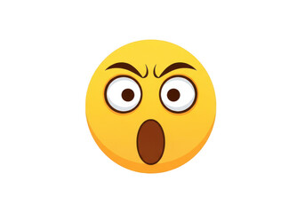 Fototapeta premium Surprised face emoji with wide eyes and open mouth isolated on transparent background