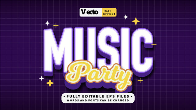Music Party text effect editable eps cc