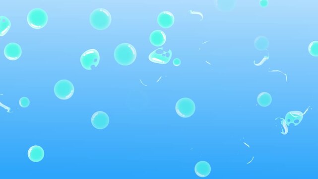 Bubble Brust, Poppins Bubble Blast, transparent deformed bubbles aqua sphere shiny liquid brust, Loopable 2D animation of a bubbles rising upwards and Brust With alpha channel